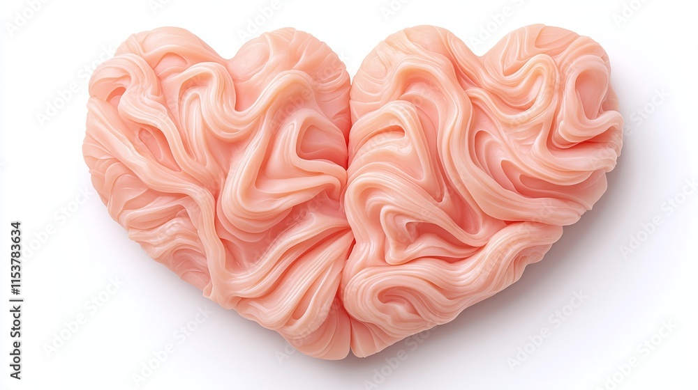 Two intertwined pink heart shapes with a swirled, textured surface, isolated on white. Two intertwined pink heart shapes with a swirled, textured surface, isolated on white.