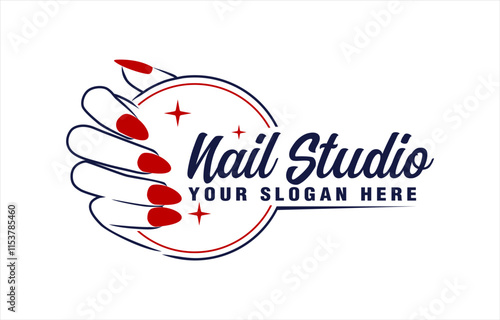 nail salon studio logo design vector illustration creative unique style premium logo