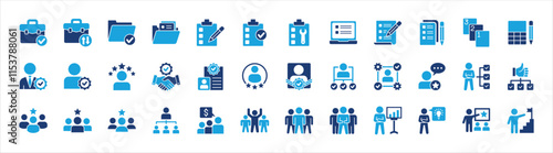 Leadership professional icon set. Task and job icons. Containing icons of occupation, assignment, management, business, motivation, specialist, briefcase, accounting, list. Vector illustration