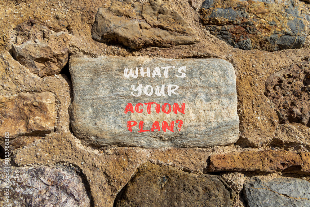Action plan symbol. Concept words What is your action plan on beautiful grey stone. Beautiful stone wall background. Business What is your action plan concept. Copy space Action plan symbol. Concept words What is your action plan on beautiful grey stone. Beautiful stone wall background. Business What is your action plan concept. Copy space