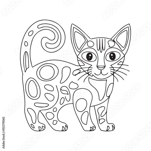 Cute cat coloring page for kids.