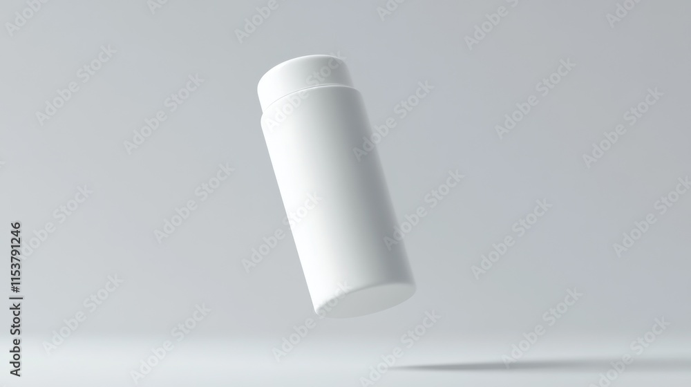 This self-care deodorant tube floats in the air, the active blur effect of the air view adds a touch of modernity and minimalist aesthetics