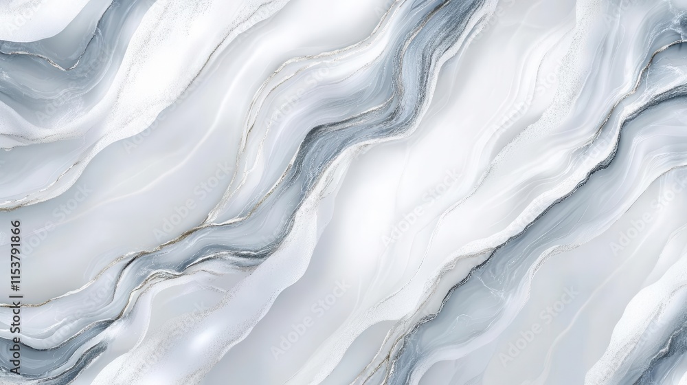 Obraz premium elegant white marble-like waves pattern with subtle glossy texture, seamless abstract minimalist background design for luxury branding
