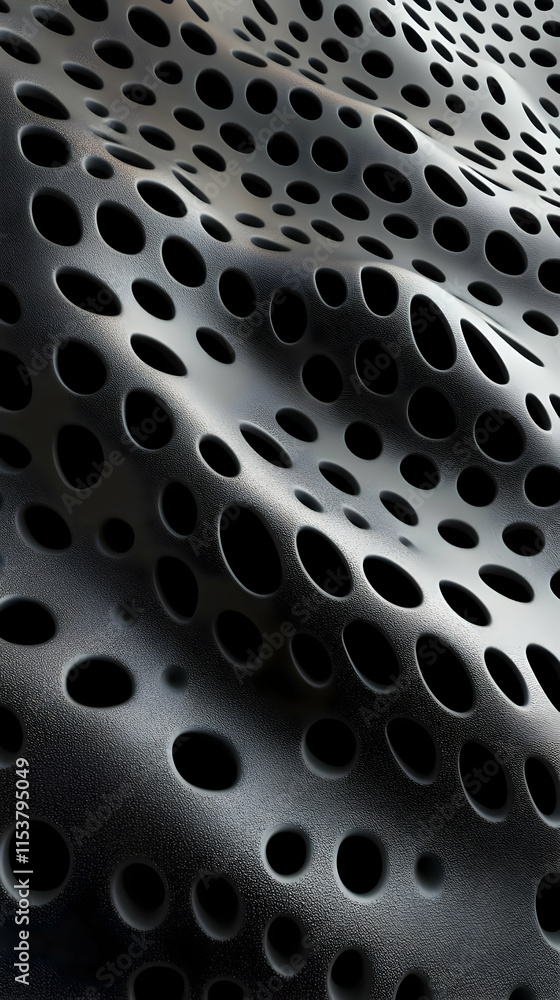 Abstract 3D Black Perforated Surface Abstract 3D Black Perforated Surface