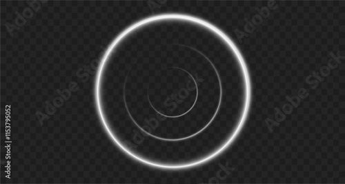 Light circle white swirl. Curved white line light effect. Darkening of the moon. Flash vector semicircle and spark light effect. Podium, radial platform.	
