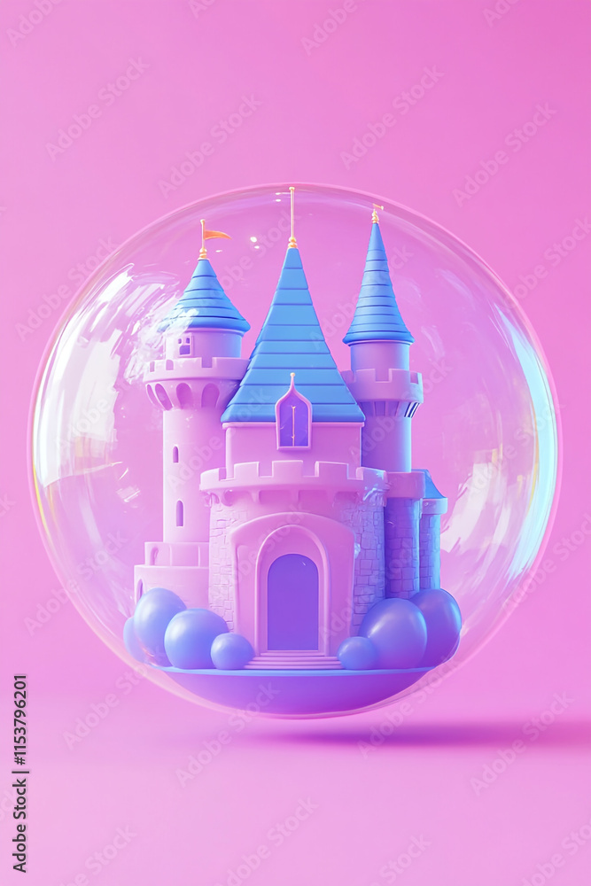 A glass snow globe and a beautiful fantasy castle. A glass snow globe and a beautiful fantasy castle.