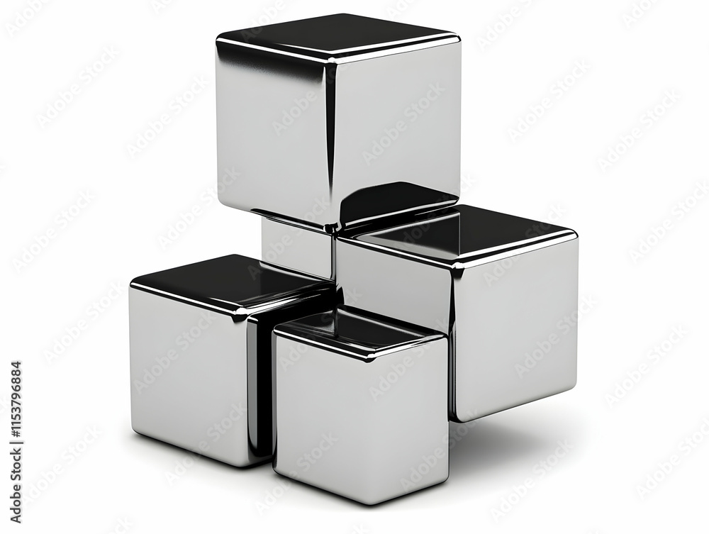 Chrome Cubes 3D Illustration Chrome Cubes 3D Illustration