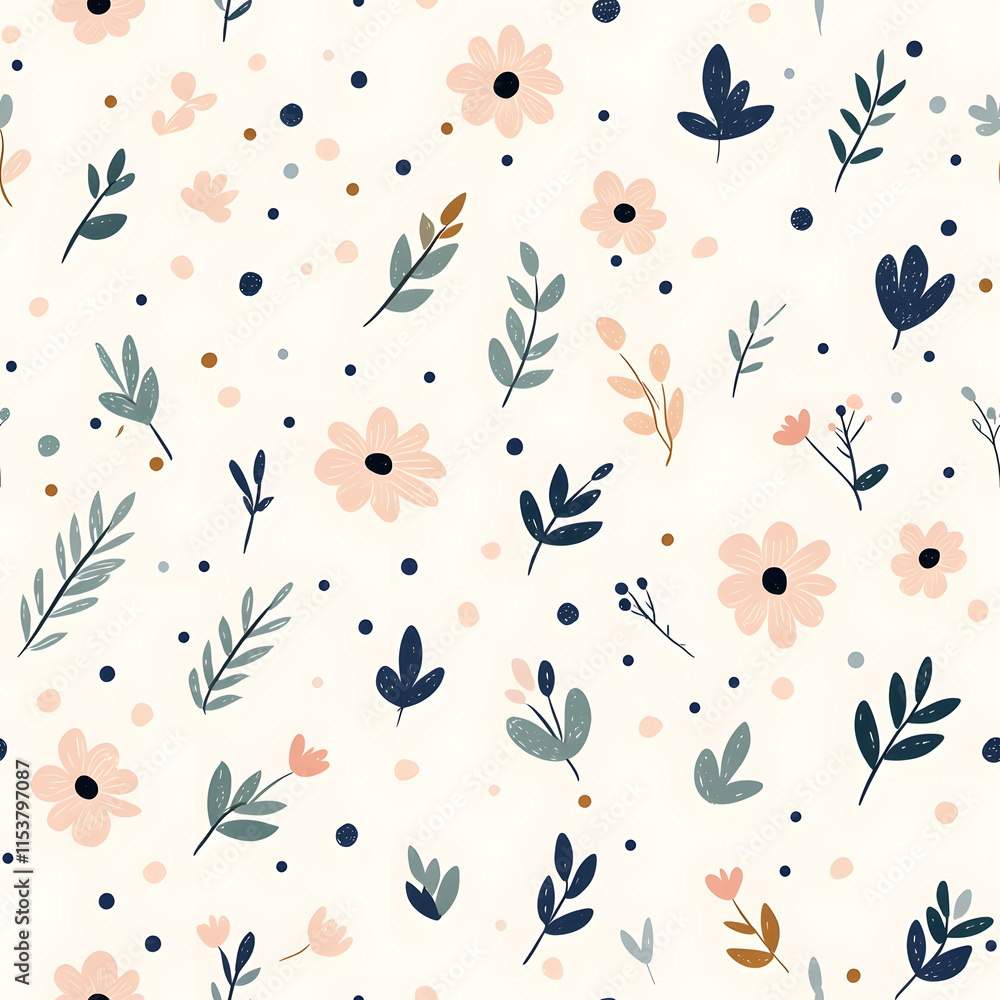 floral flower and leaf elements modern doodle illustrator seamless pattern for wallpaper or background floral flower and leaf elements modern doodle illustrator seamless pattern for wallpaper or background