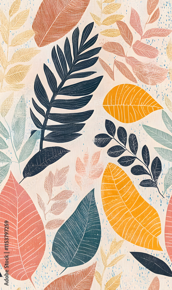 Fototapeta premium floral flower and leaf elements modern doodle illustrator seamless pattern for wallpaper or background