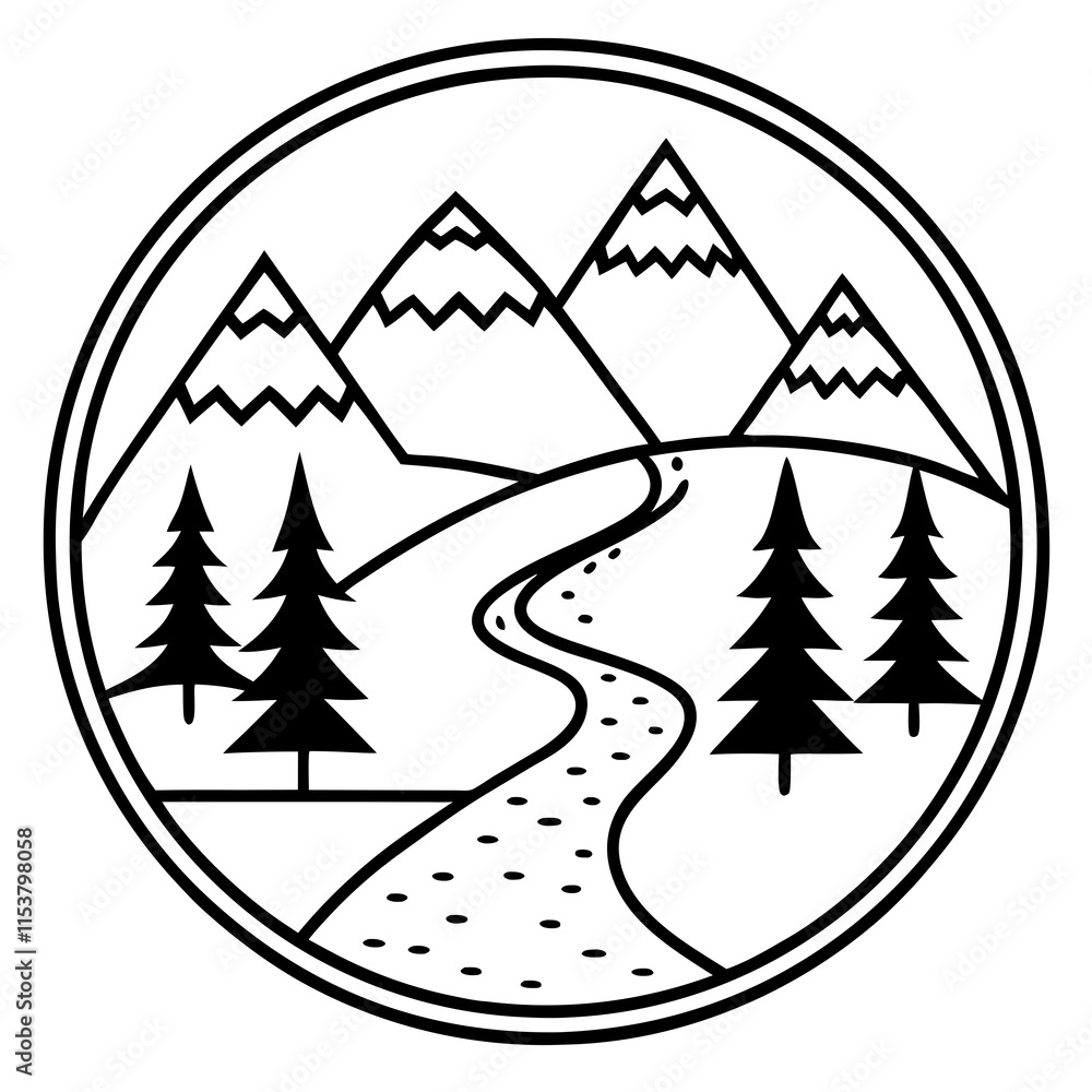 Fototapeta premium Adventure Trails: Vector Art Illustration