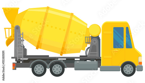 Concrete mixer truck side view in flat design style (cut out)