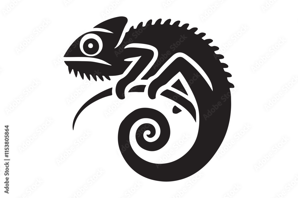 Minimalist Silhouette of Chameleon for Vector Artwork Minimalist Silhouette of Chameleon for Vector Artwork