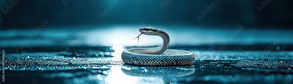 Naklejka premium A striking close-up of a snake, showcasing its intricate patterns.