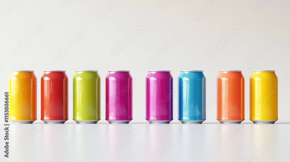 Vibrant Assortment of Brightly Labeled Beer Cans on a Clean White Surface Vibrant Assortment of Brightly Labeled Beer Cans on a Clean White Surface