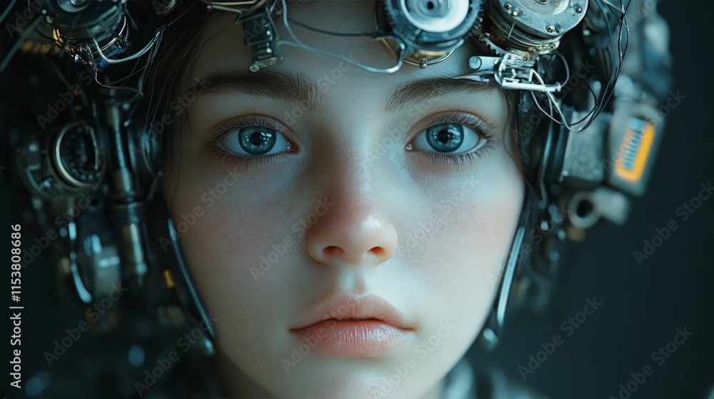 Futuristic Woman with High-Tech Cybernetic Enhancements Futuristic Woman with High-Tech Cybernetic Enhancements