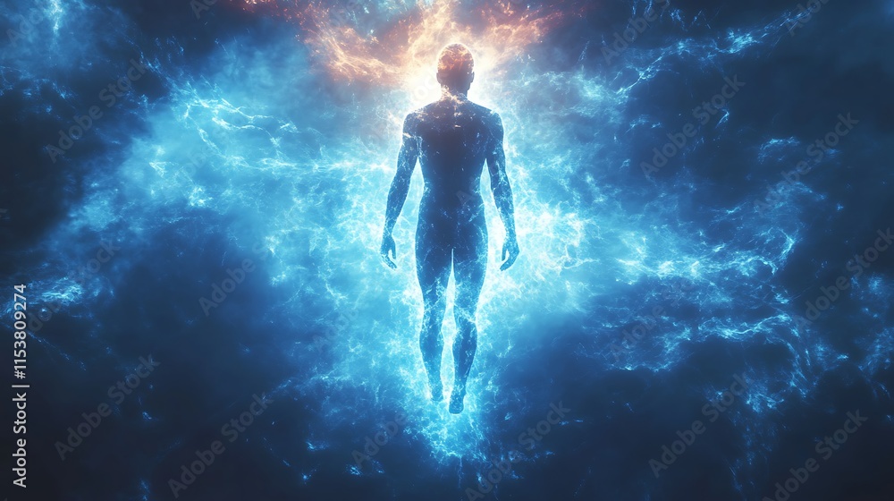 Fototapeta premium Ascension of energy being cosmic realm digital art surreal perspective