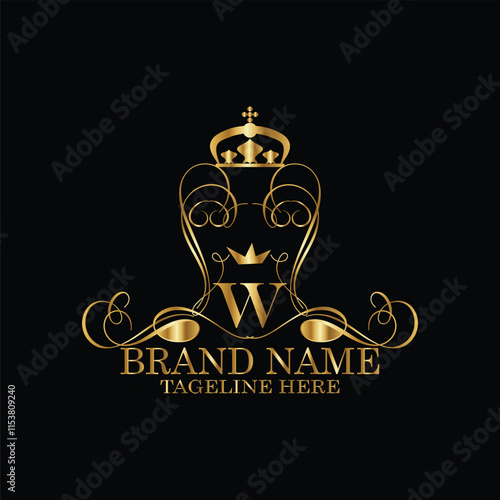 creative  initial  latter w logo design with modern business vector template.  creative isolated w monogram logo design with new latter logo golden color and black background . design of elements  photo