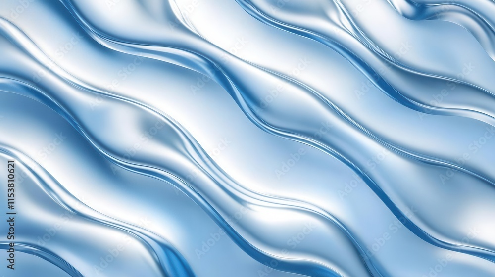 Obraz premium abstract chrome wave pattern background with metallic reflective surface and dynamic 3d movement, modern design element