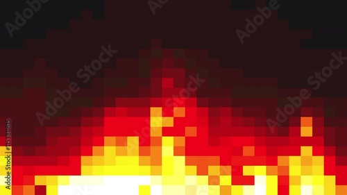 Pixel art fire. Computer generated