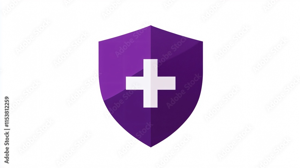 Obraz premium Minimalist Purple Shield with Plus Sign for Design Projects