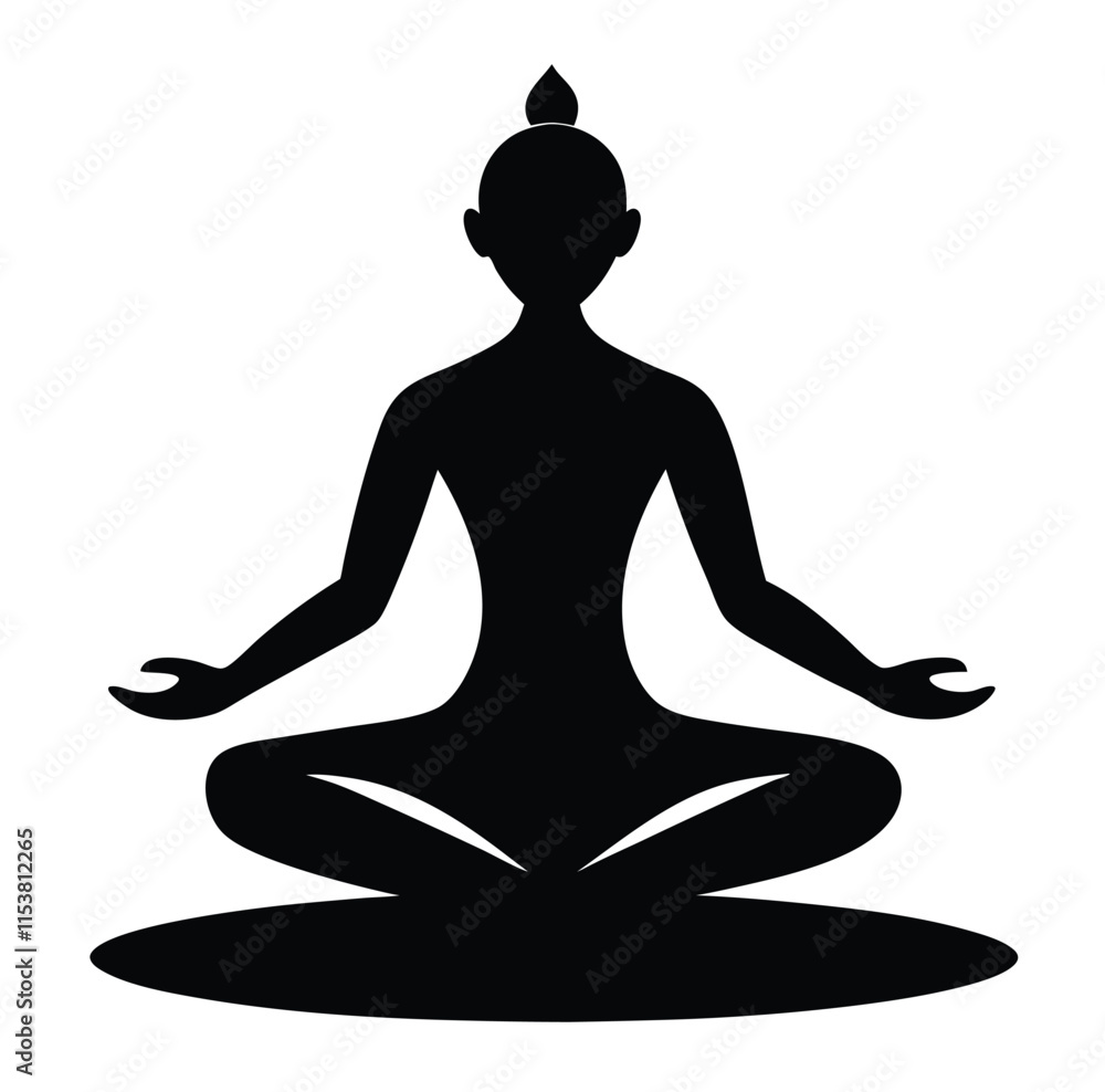 Black Silhouette Yoga Meditation Pose Image