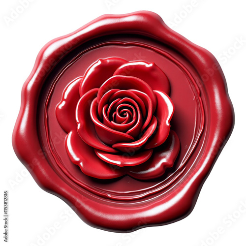 Fake red rose on glossy oval surface photo