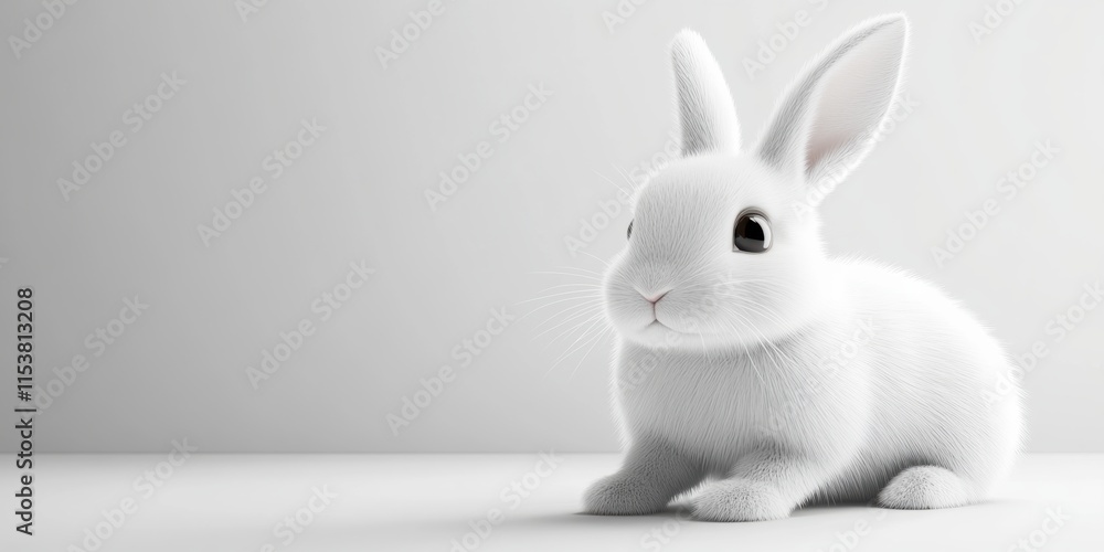 A charming white rabbit sits against a soft backdrop, embodying the joyful spirit of Easter with its gentle demeanor and fluffy appearance, ideal for spring celebrations and family gatherings A charming white rabbit sits against a soft backdrop, embodying the joyful spirit of Easter with its gentle demeanor and fluffy appearance, ideal for spring celebrations and family gatherings