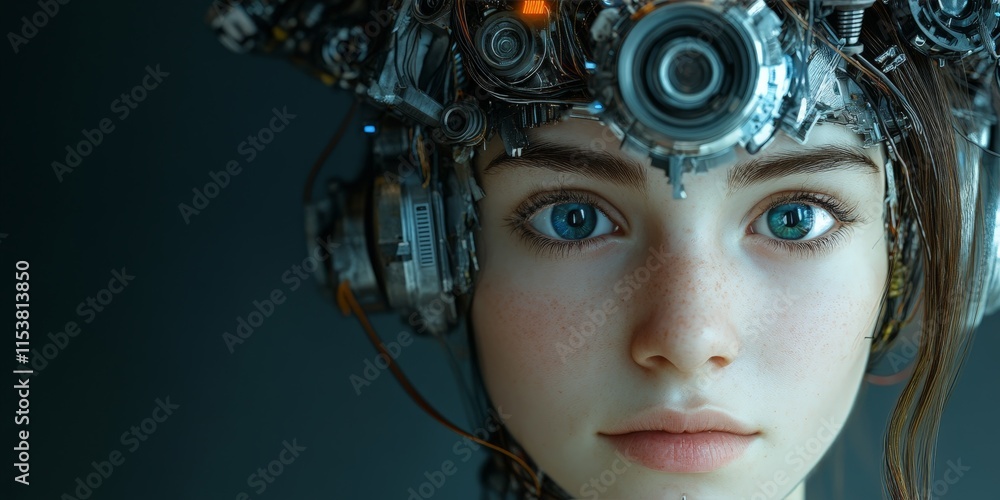Futuristic Woman with High-Tech Cybernetic Enhancements Futuristic Woman with High-Tech Cybernetic Enhancements