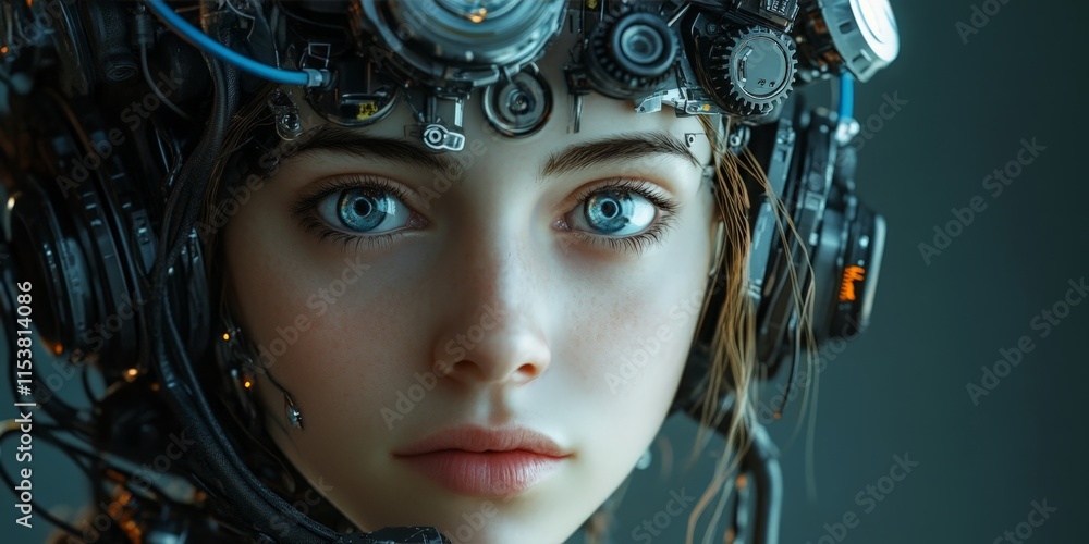 Futuristic Woman with High-Tech Cybernetic Enhancements Futuristic Woman with High-Tech Cybernetic Enhancements
