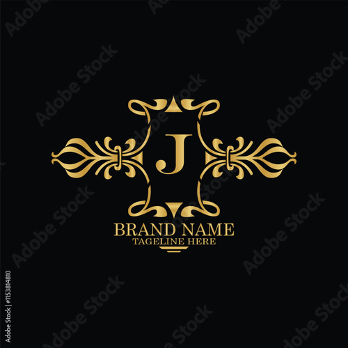 creative  initial  latter j logo design with modern business vector template.  creative isolated j monogram logo design with new latter logo golden color and black background . design of elements  photo