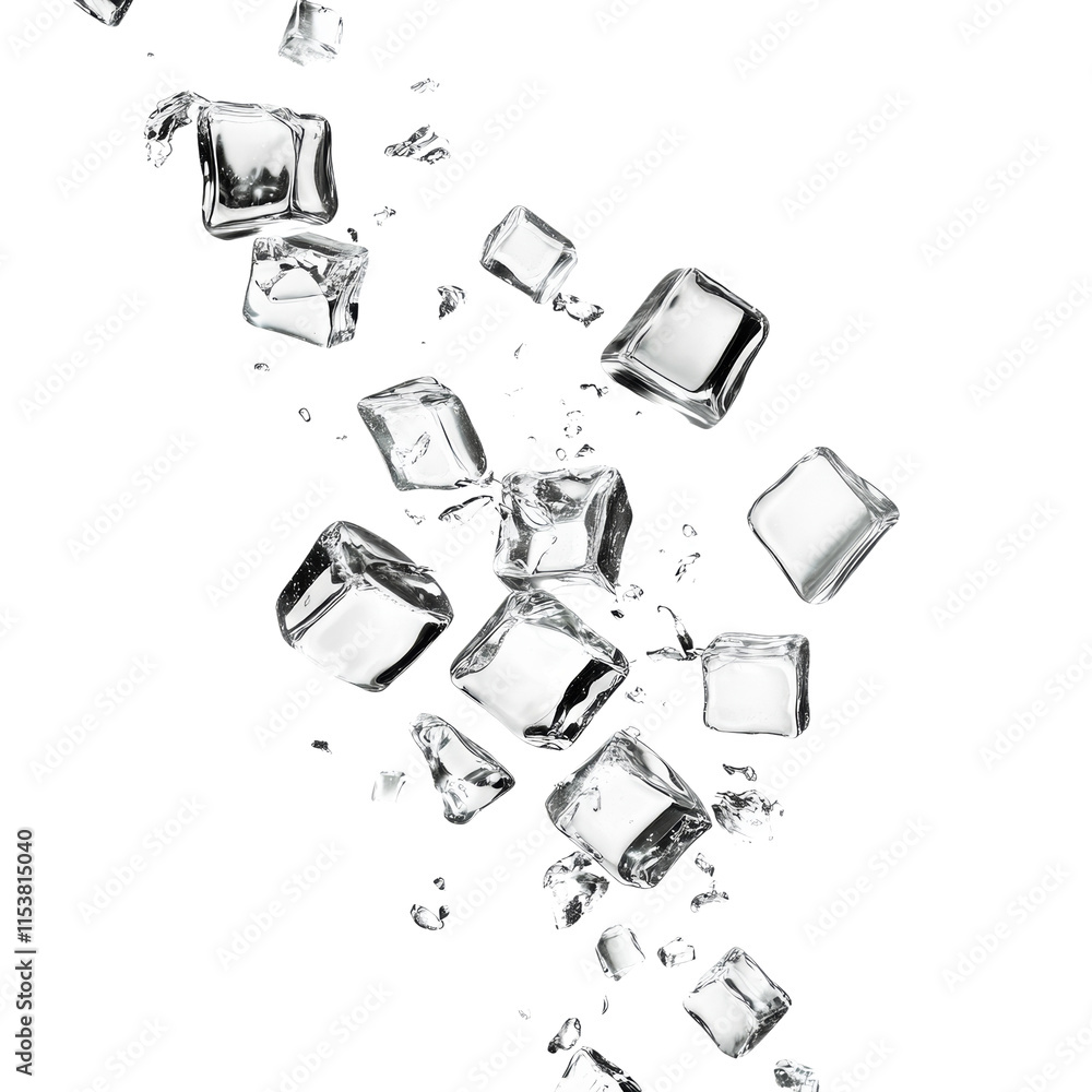 Falling ice cubes isolated transparent background Falling ice cubes isolated transparent background