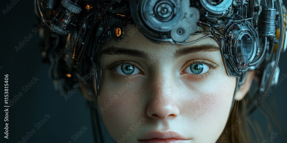 Futuristic Woman with High-Tech Cybernetic Enhancements Futuristic Woman with High-Tech Cybernetic Enhancements