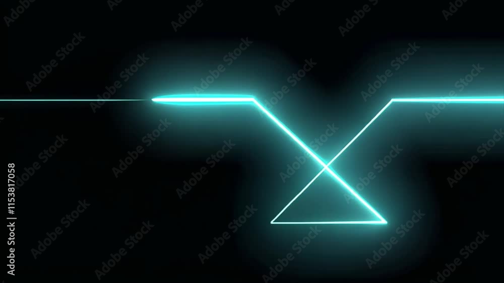 Abstract Neon Light Design: Glowing Teal Lines Forming Geometric Shapes on Black Background Abstract Neon Light Design: Glowing Teal Lines Forming Geometric Shapes on Black Background