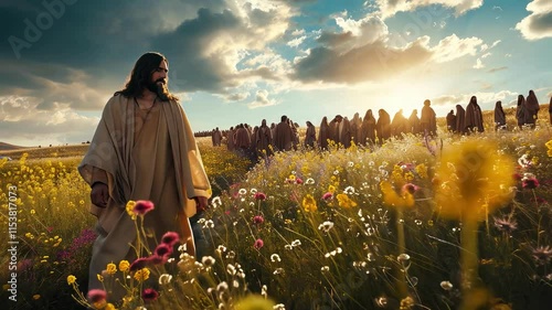 Jesus Christ travels through the fields of Jerusalem