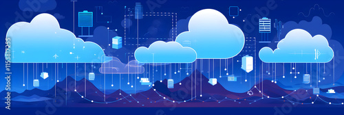 Illustration of DX Transformation Empowered by Cloud Computing Technology photo