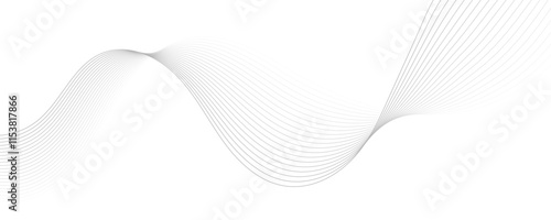 Gray wave curve lines abstract background with flowing particles. Digital energy waves technology concept. Modern backdrop design for business, presentation, banner.