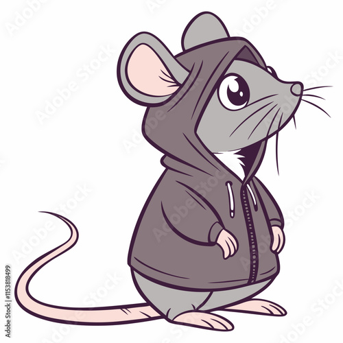 rat in a hoodie on white background