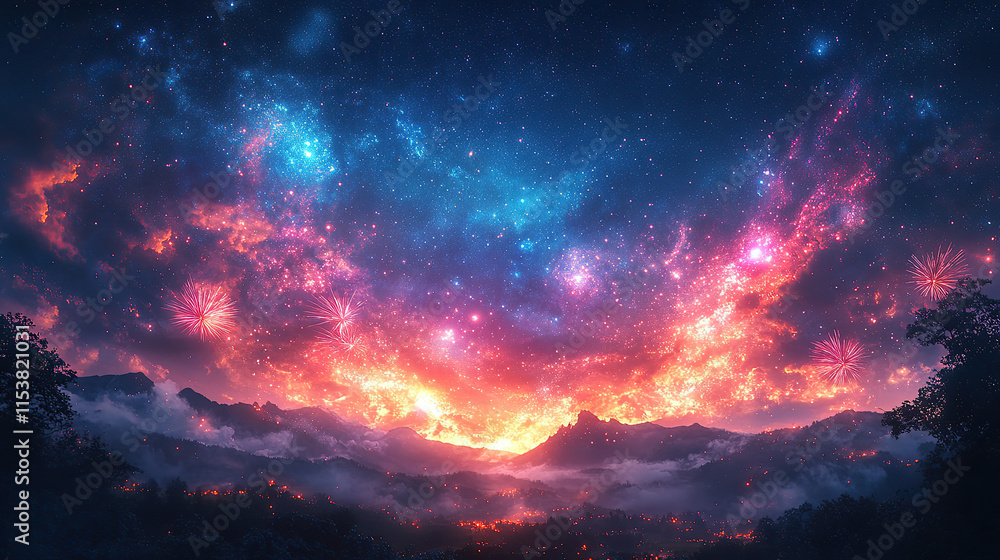 beautifull vibrant sunset with cloud and galaxy beautifull vibrant sunset with cloud and galaxy