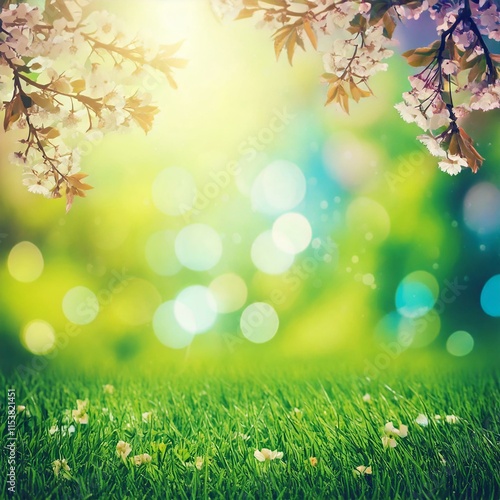 Obraz na płótnie spring background with grass and flowers w salonie