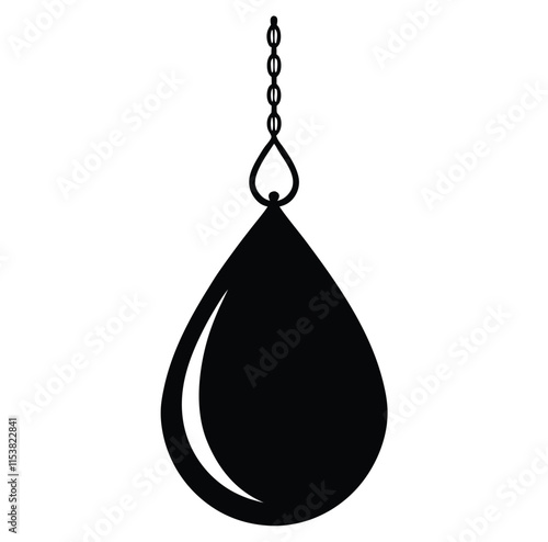 Black Teardrop Gem Silhouette, Dangling, EPS