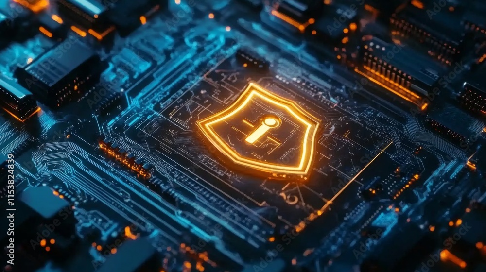 Obraz premium Cybersecurity Shield Icons in Bright Lighting
