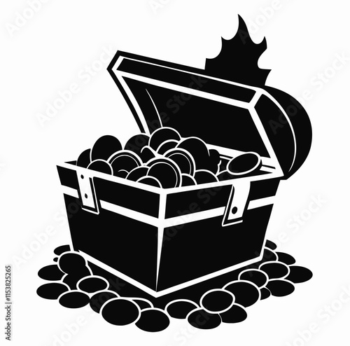 Overflowing Treasure Chest Silhouette Image
