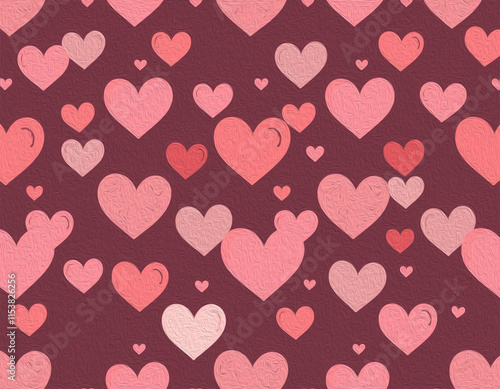 Valentine's Day card design. Illustration with oil paint. Pattern for printing on wall decorations, covers, wallpapers