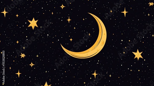 Wallpaper Mural Beautiful celestial view of the moon and starry night Torontodigital.ca