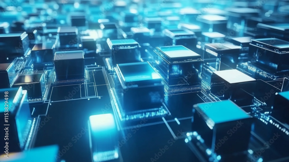 Obraz premium Futuristic Computing Chips in Natural Daylight