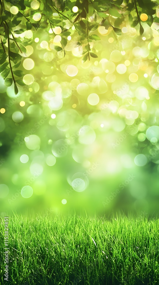 Lush Green Grass Under Sunlight and Leaves Lush Green Grass Under Sunlight and Leaves
