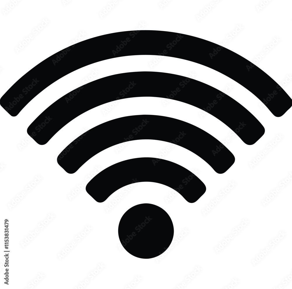 Curved WiFi Signal Black Silhouette Icon Curved WiFi Signal Black Silhouette Icon