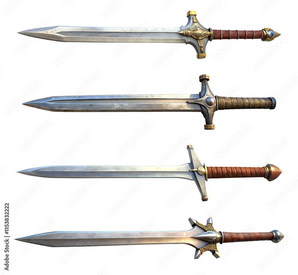 set of medieval sword isolated on white background set of medieval sword isolated on white background