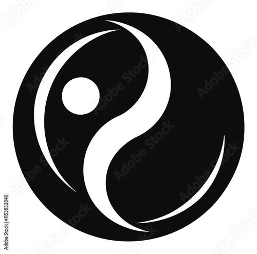 Yin Yang Silhouette, Black, Symbol, EPS, Vector