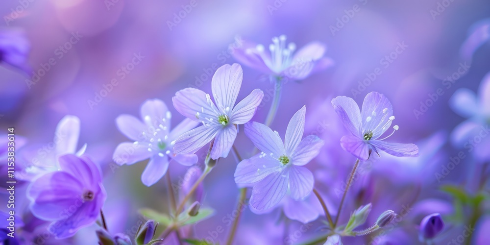blooming forest flowers in soft focus on light violet background outdoor macro shot blooming forest flowers in soft focus on light violet background outdoor macro shot